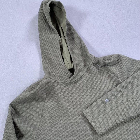 Lululemon Hoodie Mens Medium Green At Ease Textured Waffle Pullover Zip Pockets - Picture 1 of 12